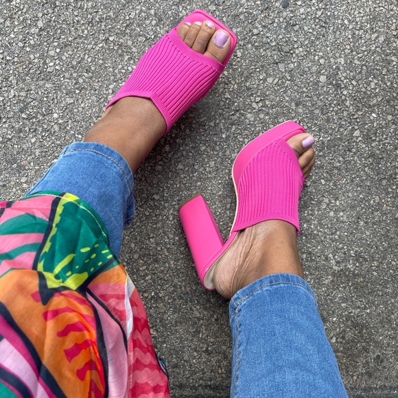 Pink Platform Mules - Picture 3 of 9